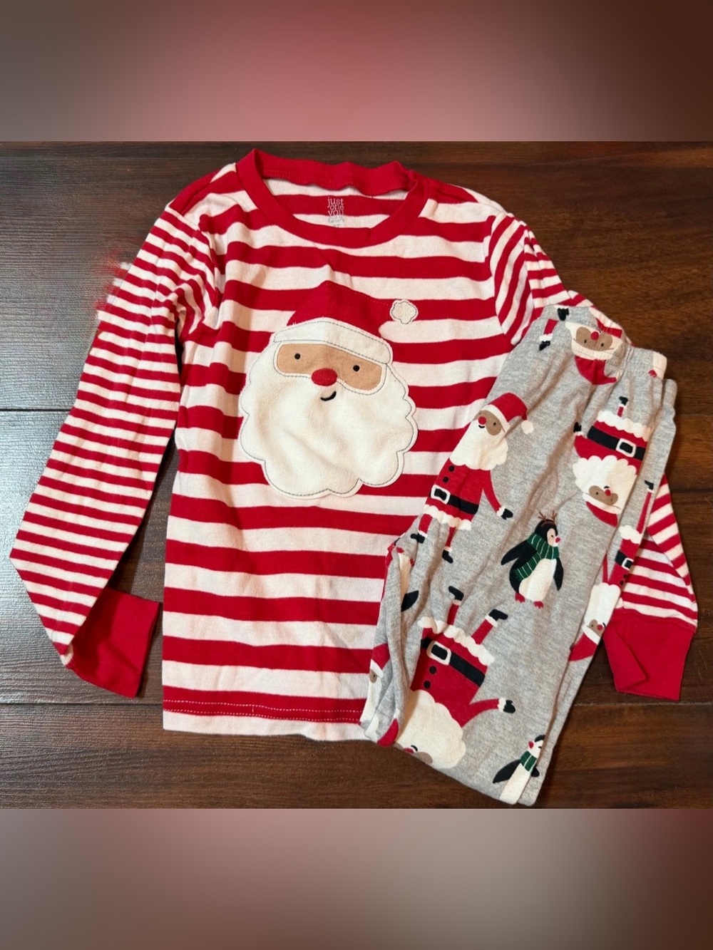 Carter's Red and White Santa Stripe Kids Pajama Set